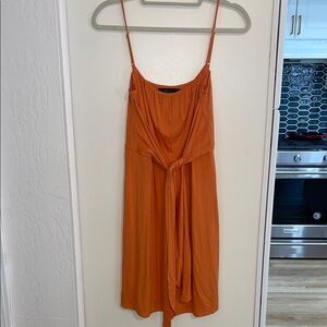 BCBGMAXAZRIA Orange Spaghetti Strap Midi Dress | M